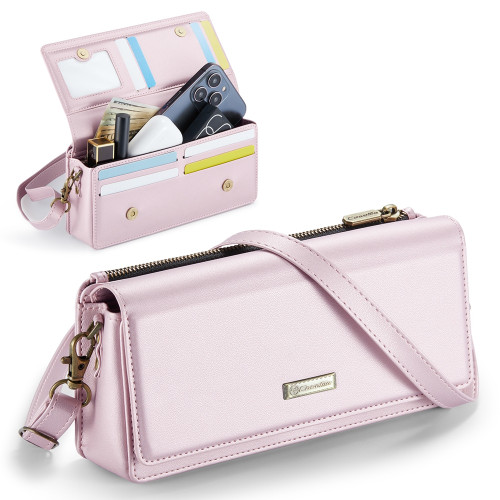 CaseMe ME30 Max Multifunctional Large-Capacity Shoulder Crossbody Phone Bag - Pink
